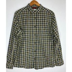 Columbia Men's Medium Green Gray Long Sleeve Button Down Plaid Shirt